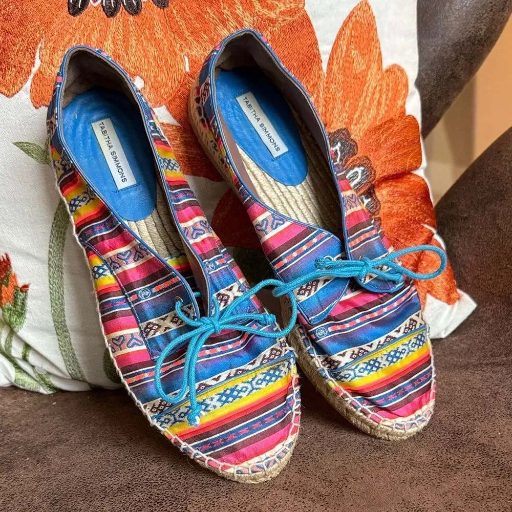 TABITHA SIMMONS ESPADRILLES BOHO BEACH SUMMER FESTIVAL FLATS SPAIM SPAIN VGC 39